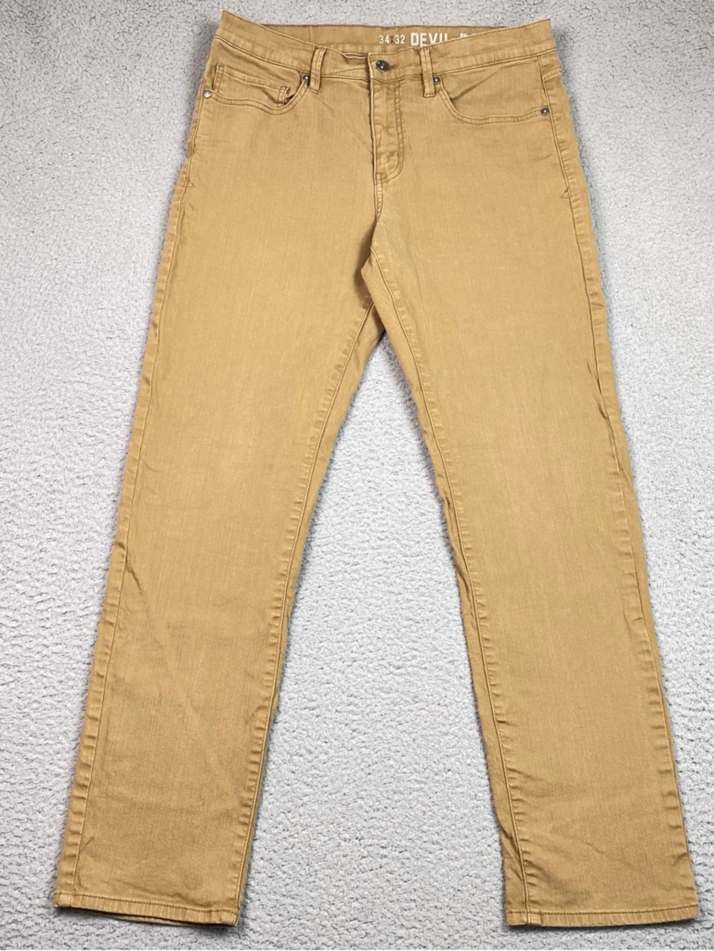 Devil Dog Slim Fit Jeans Men's Size 34 x 31 Tan Stretch Denim Straight Leg